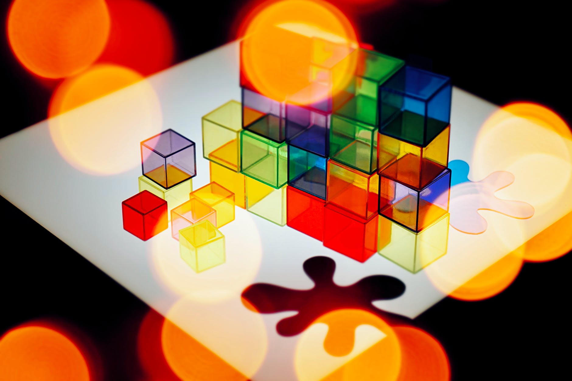 colorful cubes and puzzle piece
