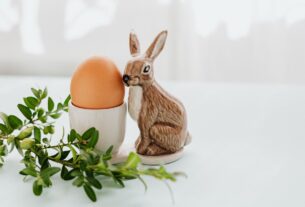 egg and ceramic rabbit